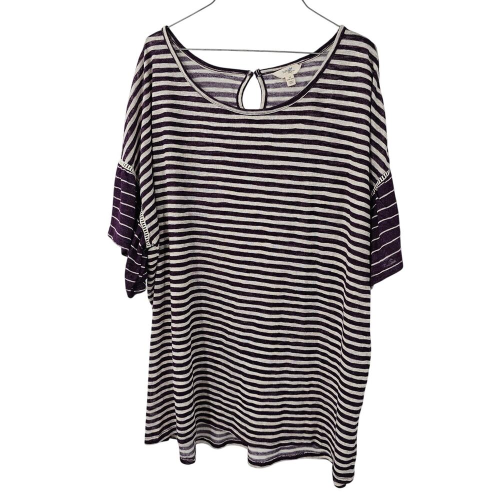 Terra & Sky Striped Short Sleeve Top - Women's Size 2X